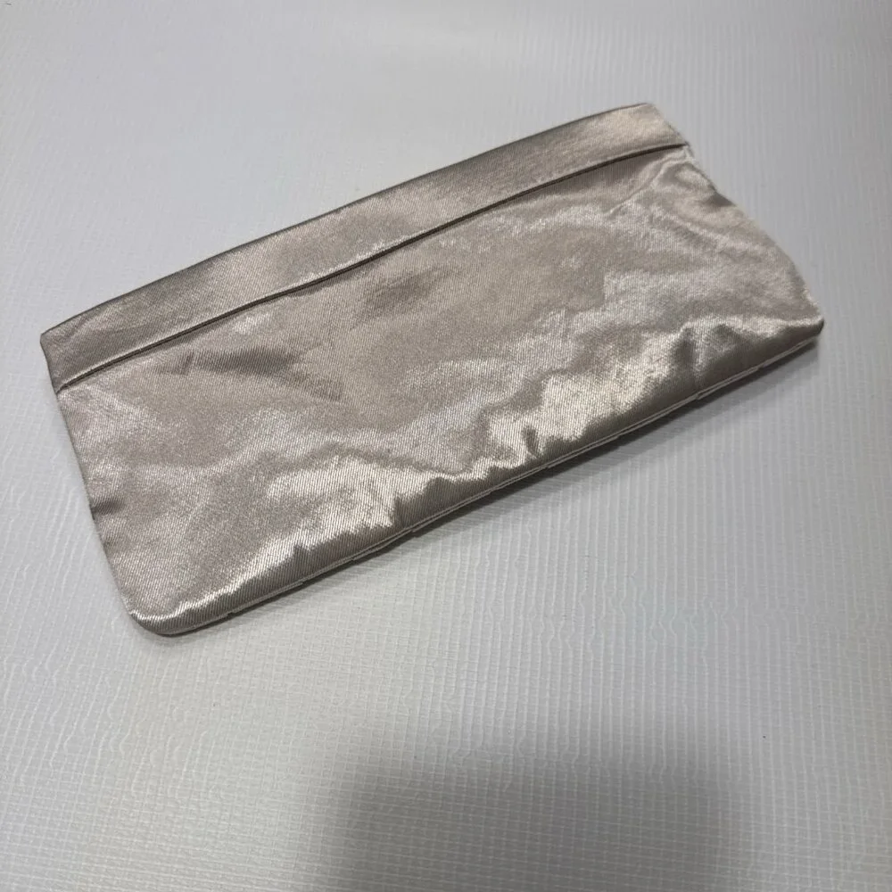 GUERLAIN Champagne Gold Silky Satin Clutch Makeup Cosmetic Bag NEW Without Tags